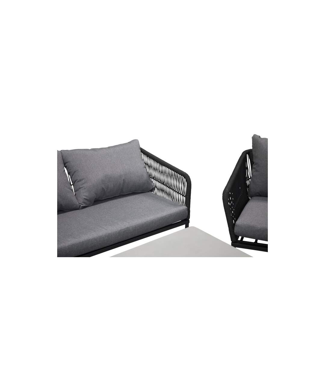 Salon de Jardin Lindos 134cm Noir & Gris-4
