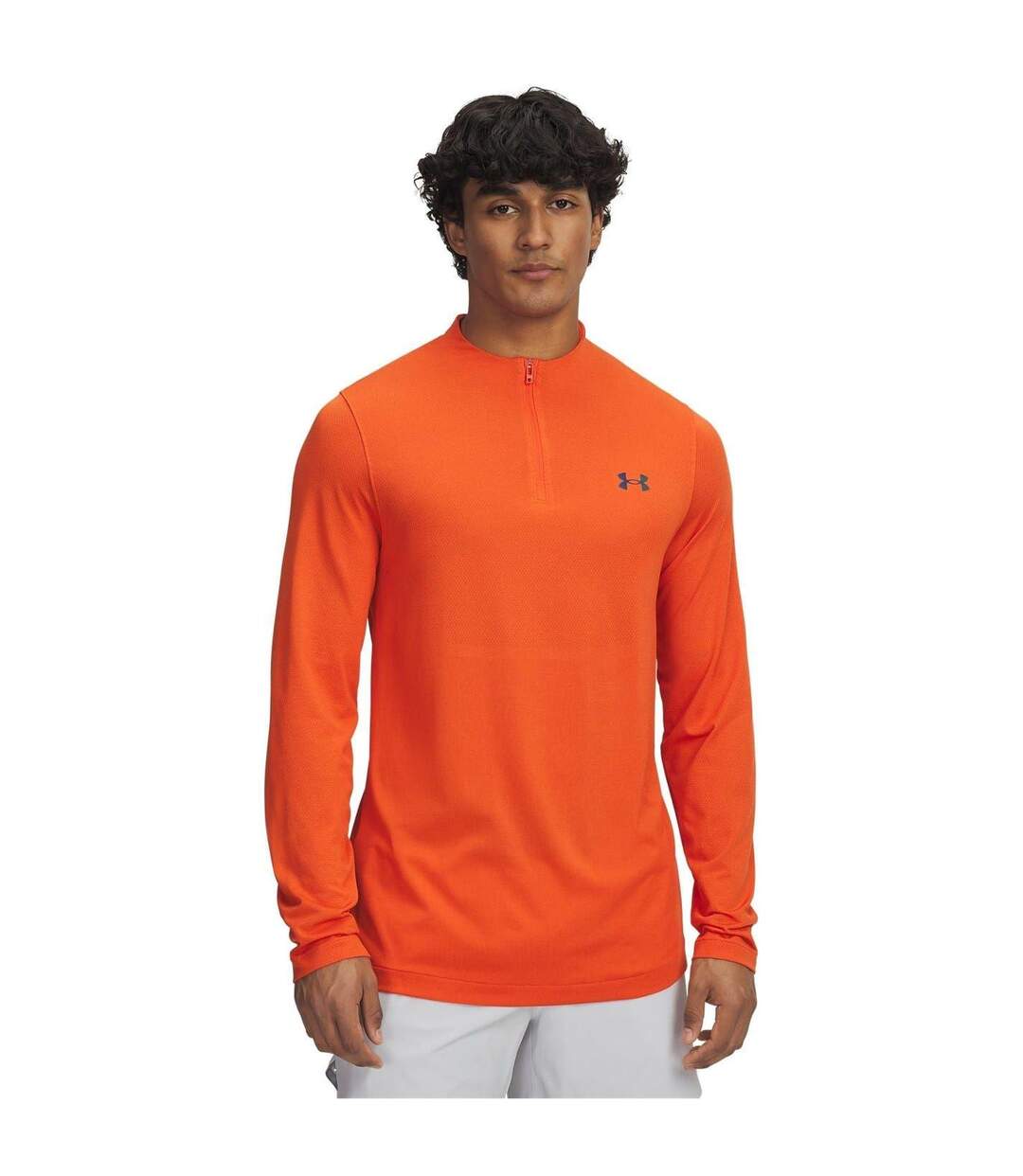 Mens Rush Long-sleeved Technical Top Orange Under Armour-1
