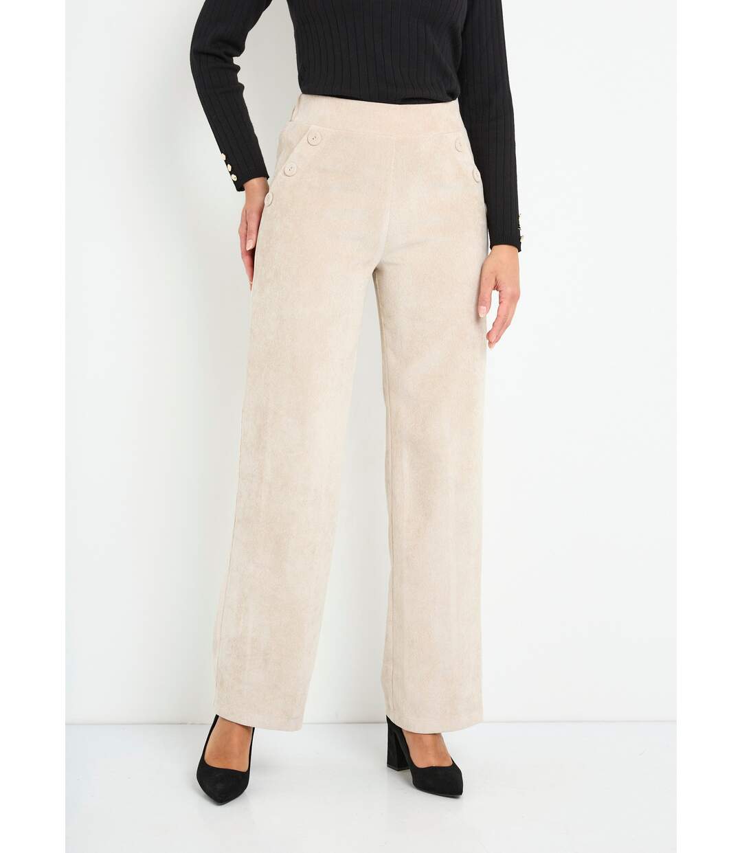 Pantalon large velours milleraies-1