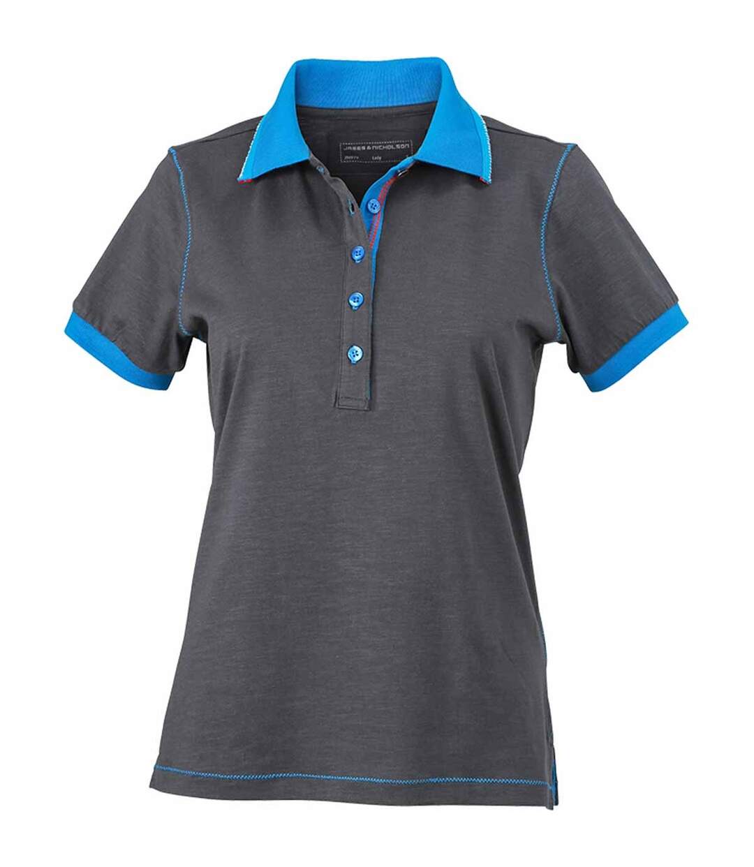 Polo col contrasté FEMME JN979 - gris graphite - manches courtes-1