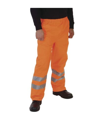 Unisex safety hi-visibility waterproof over trousers orange Grafters