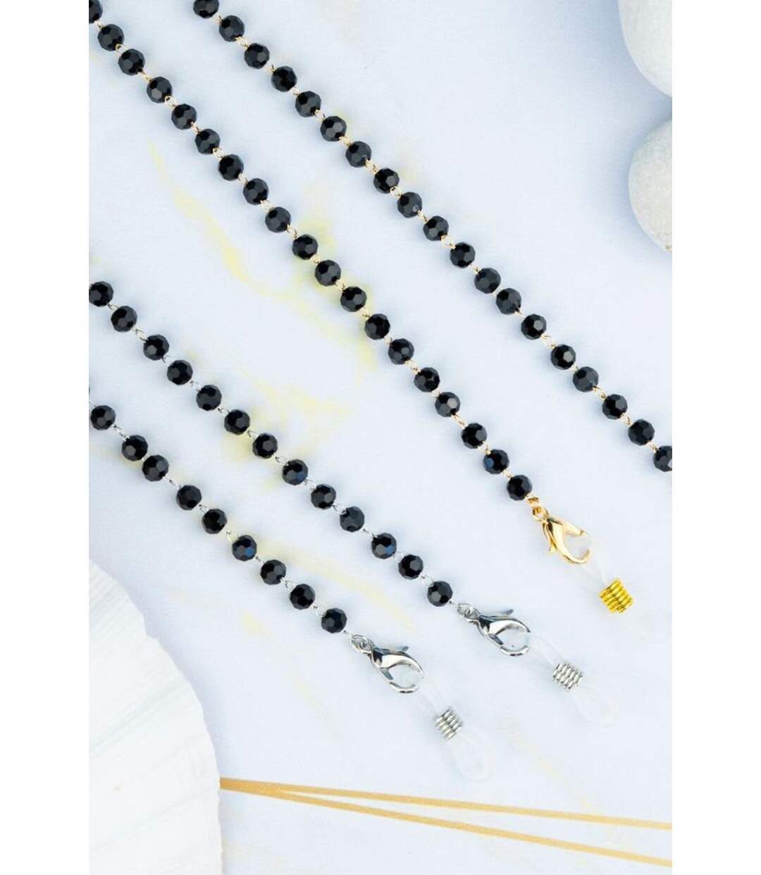 62 CM Black Bead  Sunglass Summer Reading Eyeglass Lanyard Detachable Chain-3