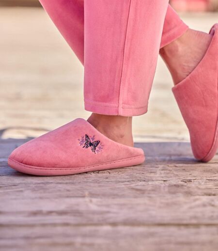 Les Chaussons Velours Broderie Papillon