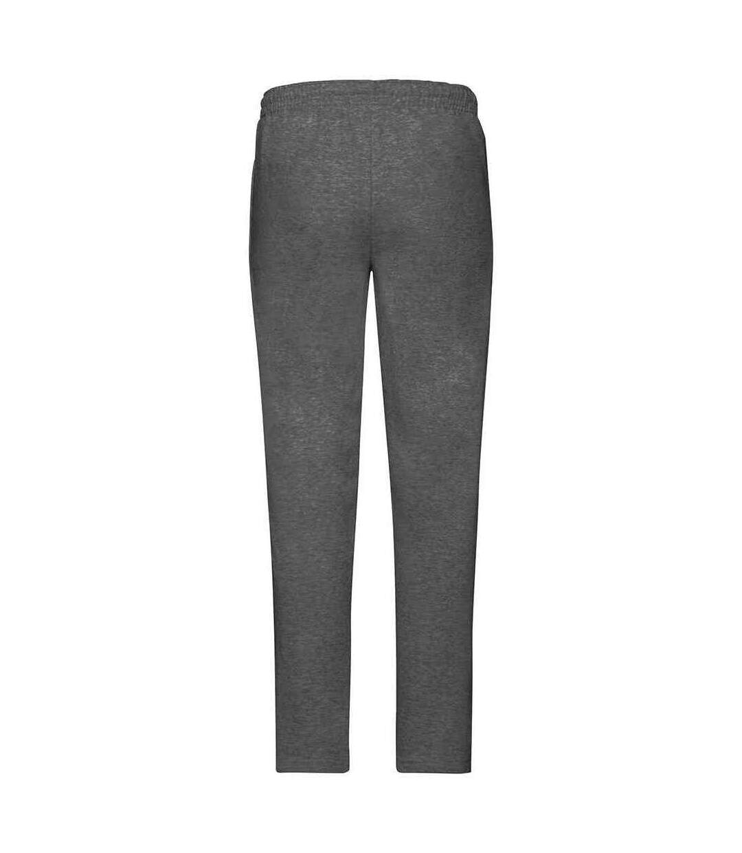 Unisex adult classic heather open hem jogging bottoms dark heather Fruit of the Loom-2