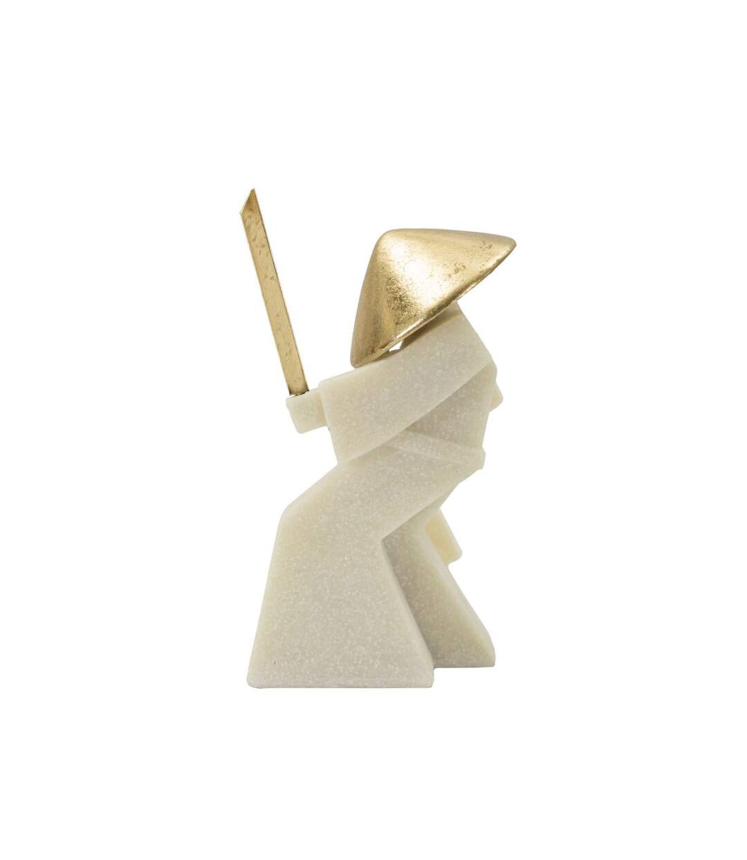 Statuette Déco Samouraï Toku 24cm Blanc & Or-3
