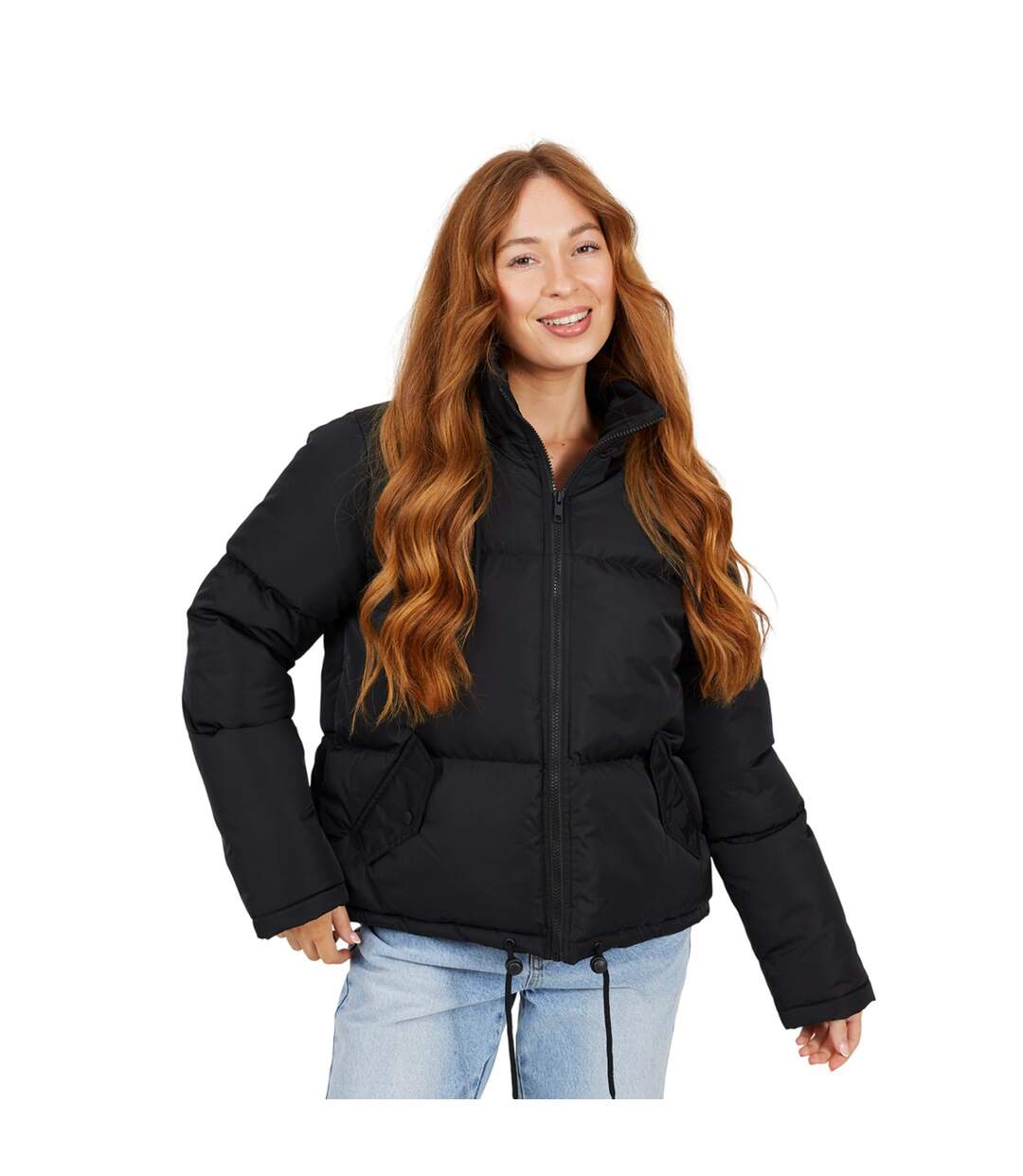 Doudoune À Capuche Motif/style Court Femme Noir Brave Soul-2