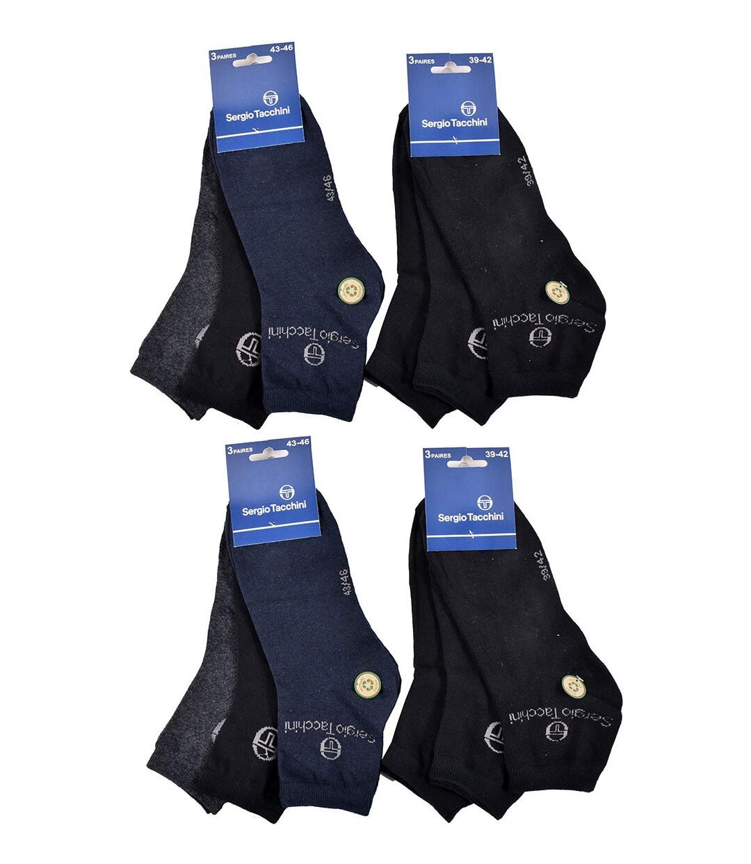 Chaussettes Homme VILLE SERGIO TACCHINI Lot de 12 QUARTER Pack de 12 Paires 0387-3