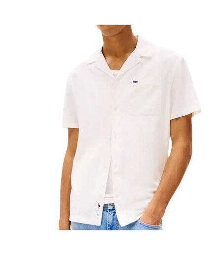 Chemisette blanche homme tommy hilfiger linen blend camp-aruba - l