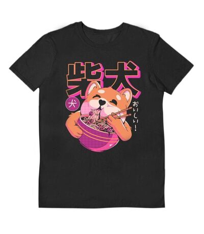 Ilustrata T-Shirt unisexe adulte Shiba Noodles (Noir) - UTPM2449