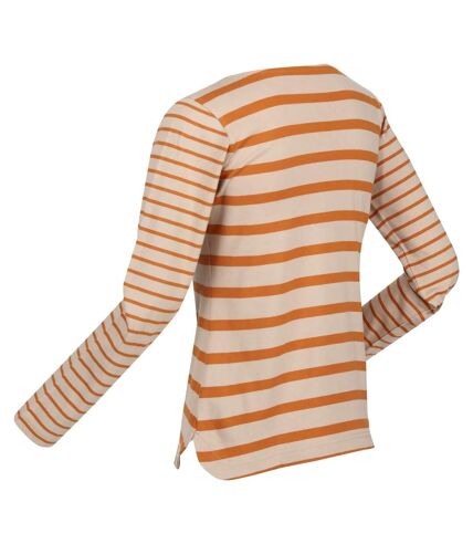 Regatta Womens/Ladies Farida Striped Long-Sleeved T-Shirt (Moccasin Brown/Copper) - UTRG8449
