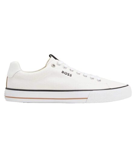 Mens Aiden Leather Tennis Trainers White Boss