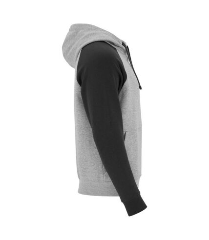 Sweat à capuche badet adulte gris chiné / noir uni Roly