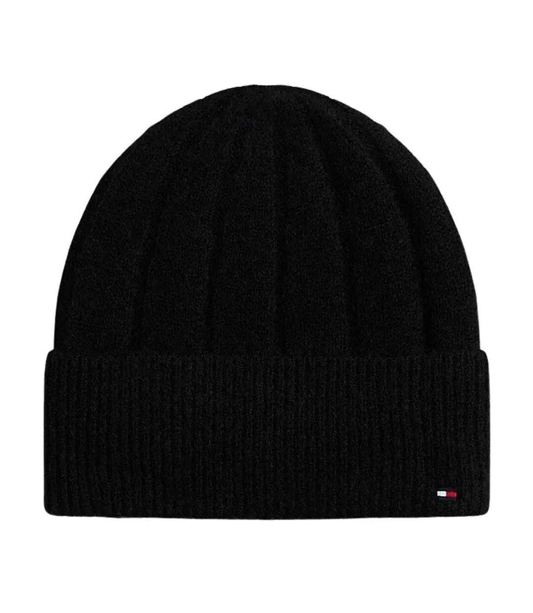 Bonnet noir femme tommy hilfiger flag fluffy-1