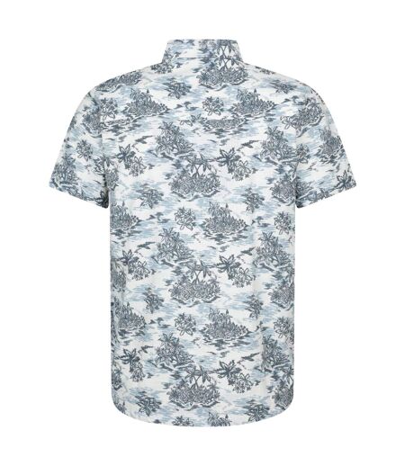 Mens tropical printed short-sleeved shirt off white Mountain Warehouse