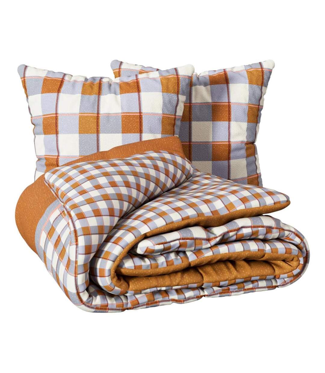 Parure de Lit 3 Pièces Carreaux Modernes 240x220cm Terracotta-3