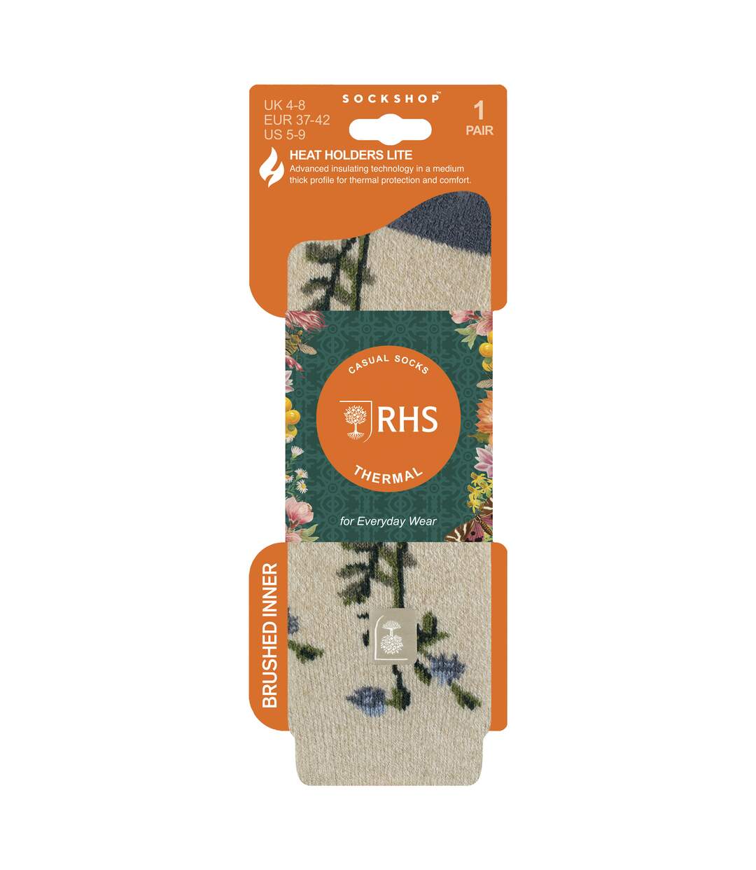 Womens Thermal Socks | Thin Floral Patterned Fleece Socks-2