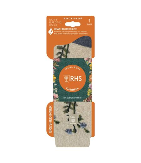 Womens Thermal Socks | Thin Floral Patterned Fleece Socks