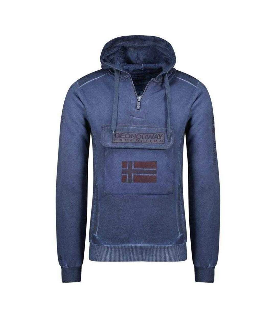 Sweat À Capuche Motif/style Badge Gymclass Eo Homme Bleu Marine Foncé Geographical Norway-1