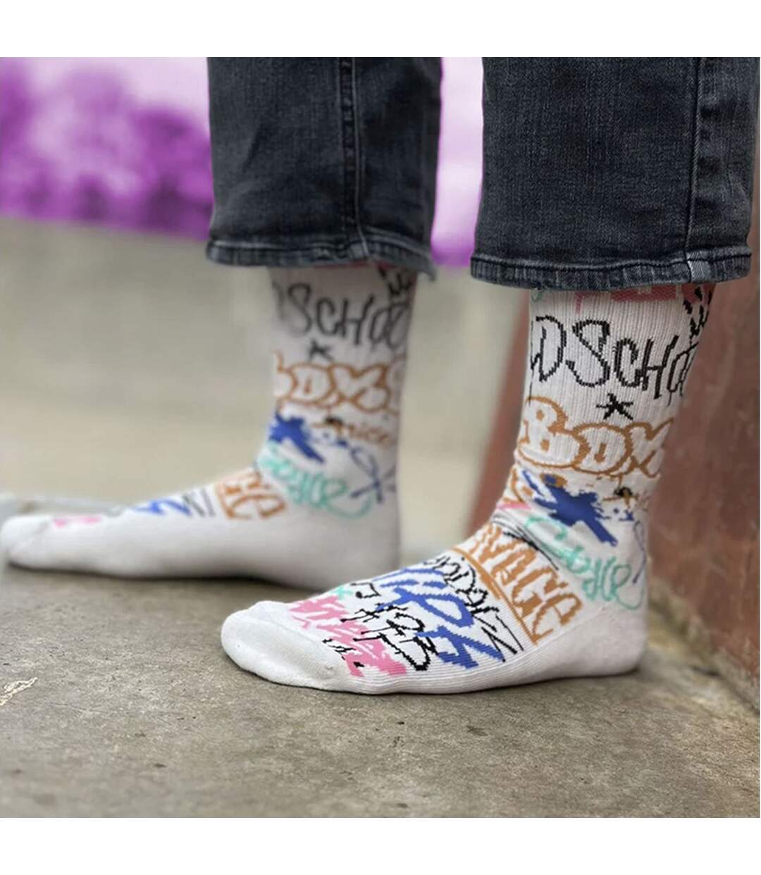 Chaussettes ras du cou pour hommes avec graffitis de rue-4