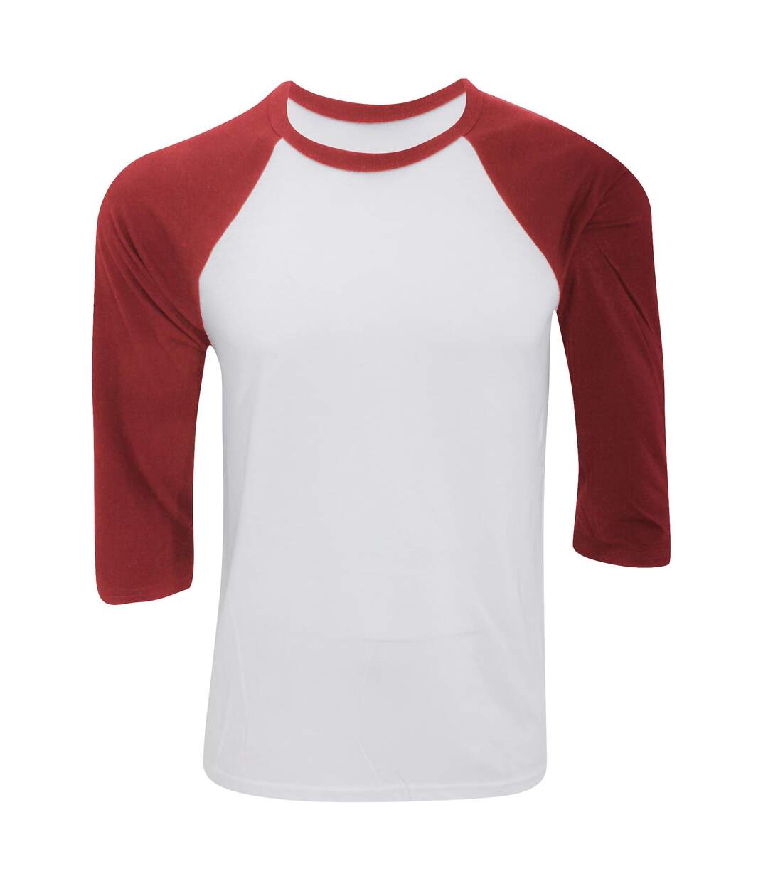 Canvas T-shirt De Baseball À Manches 3/4 Homme Blanc Rouge Bella + Canvas-1