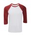 Canvas T-shirt De Baseball À Manches 3/4 Homme Blanc Rouge Bella + Canvas-1