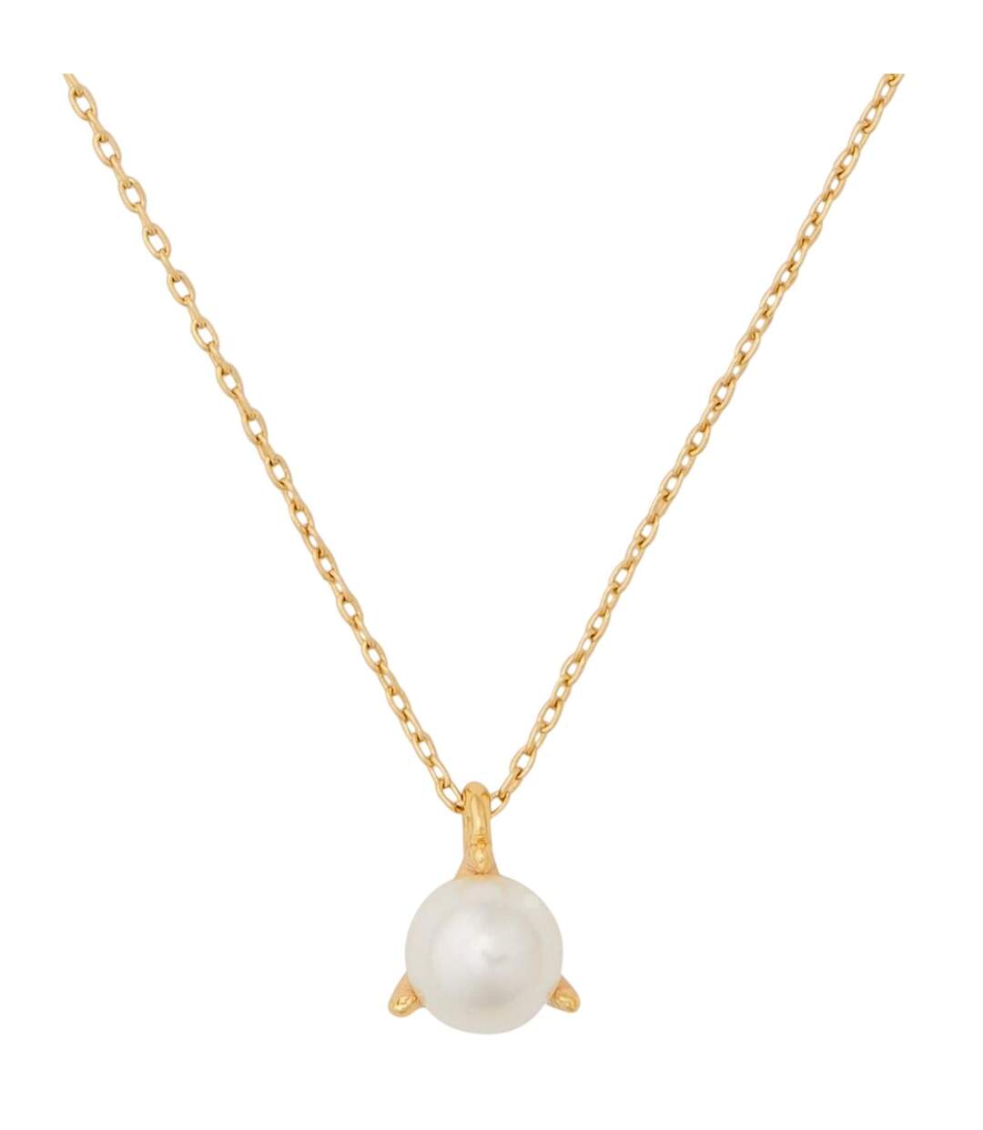 Womens/ladies Pearl 3-pronged Necklace & Pendant One Size Clear Gold Kate Spade-1