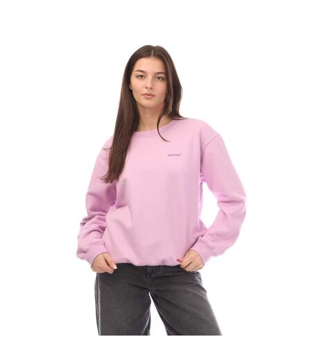 Womens/ladies Diagonal Crew Neck Regular Sweatshirt Lilac Off White