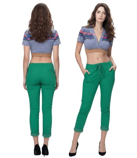 Pantalon femme très tendance - Couleur vert - coupe slim