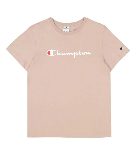 T-shirt Manches Courtes Femme Beige Crème Rose Champion