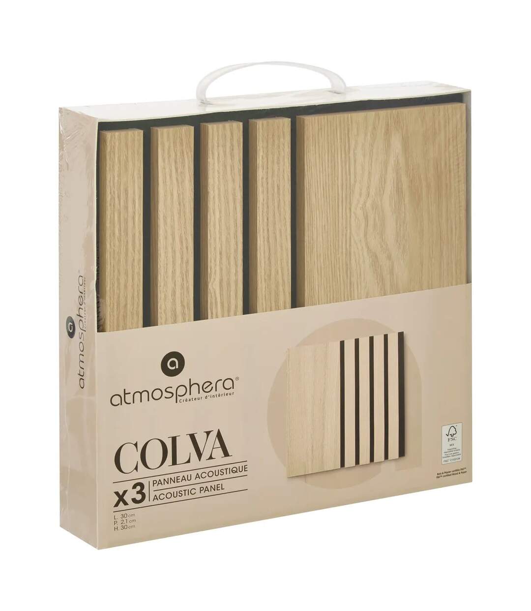 Lot de 3 Panneaux Déco Large Colva 30x30cm Naturel-4