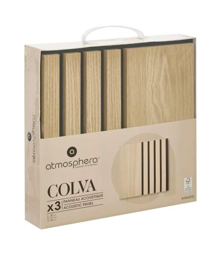 Lot de 3 Panneaux Déco Large Colva 30x30cm Naturel