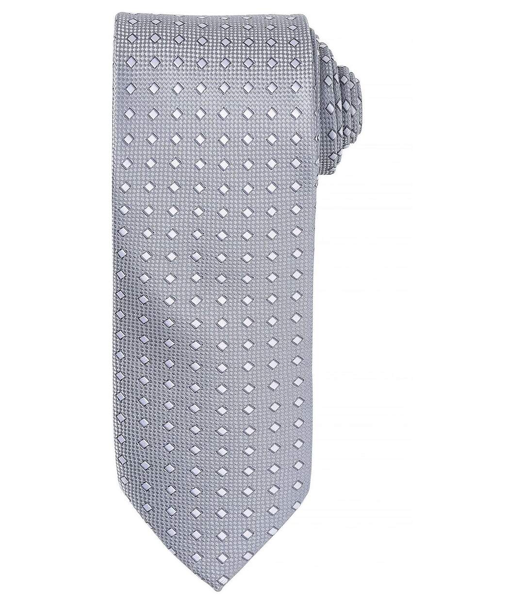 Cravate à motifs carrés - PR788 - gris silver-1
