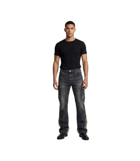 Mens Denim Slim Cargo Jeans Black Wash Firetrap