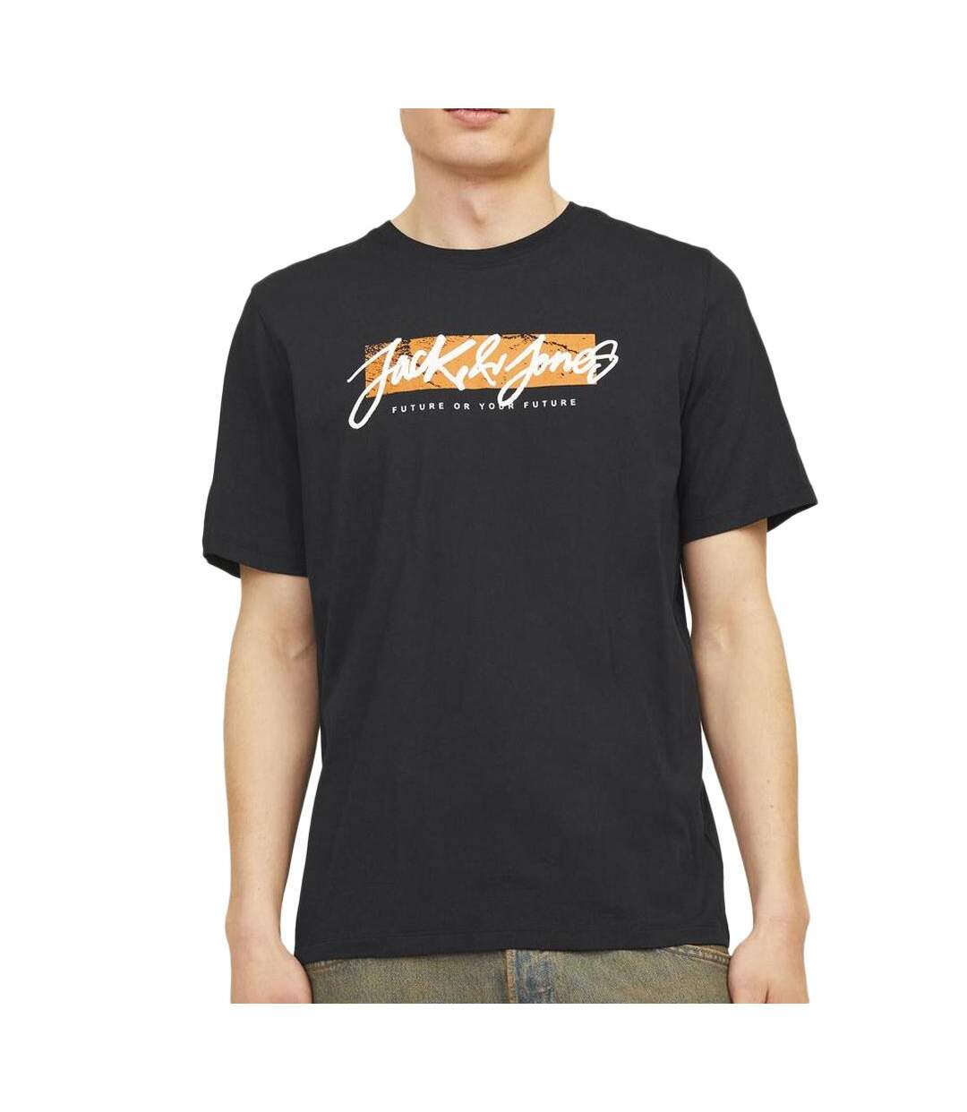T-Shirt noir/orange homme jack & jones ferris - l-1