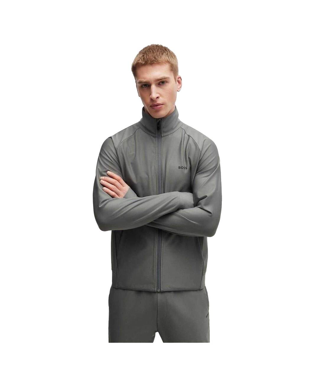 Mens Sicon Active Track Jacket Dark Beige Boss-4