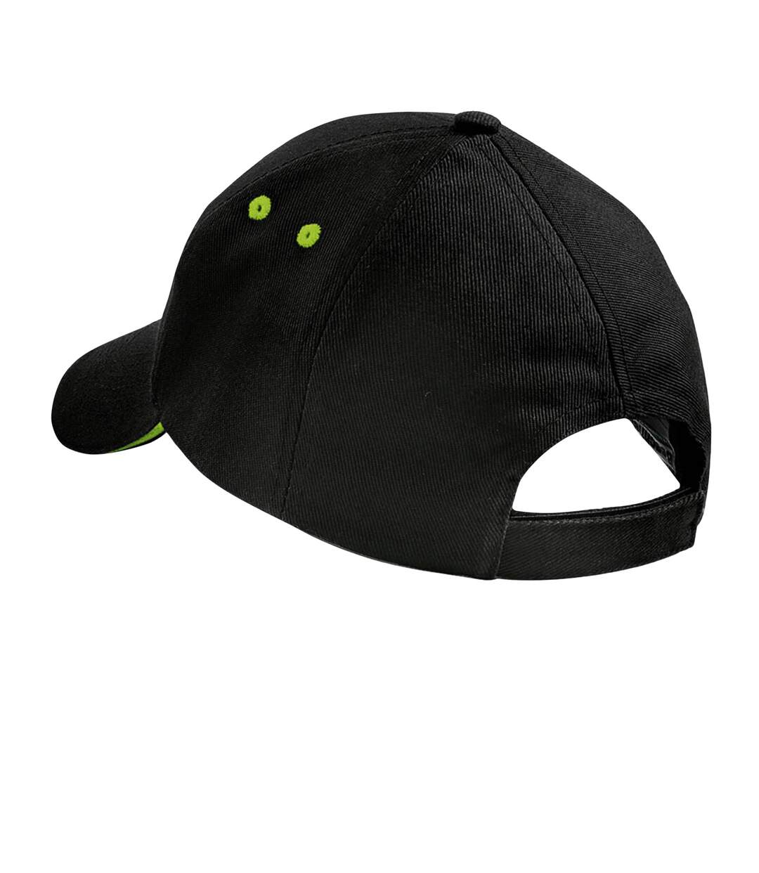 Unisex adult ultimate sandwich peak cap black/lime green Beechfield-2
