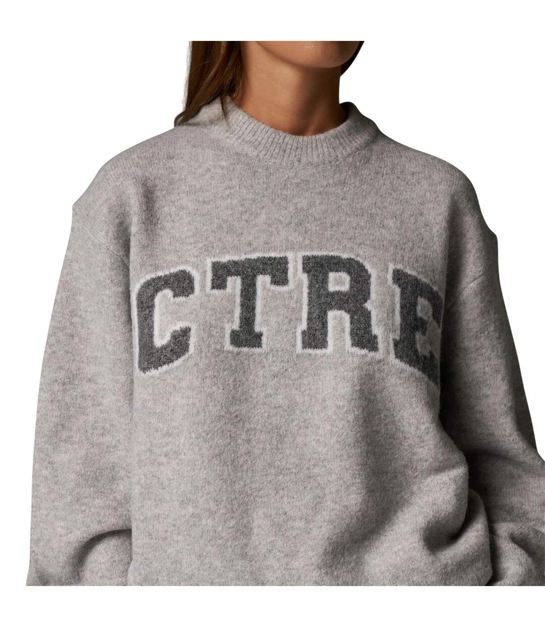 Womens/ladies Club Knitted Crew Neck Jumper Grey Couture-4