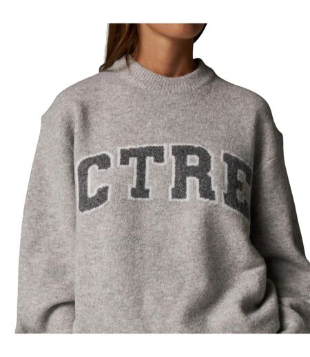 Womens/ladies Club Knitted Crew Neck Jumper Grey Couture