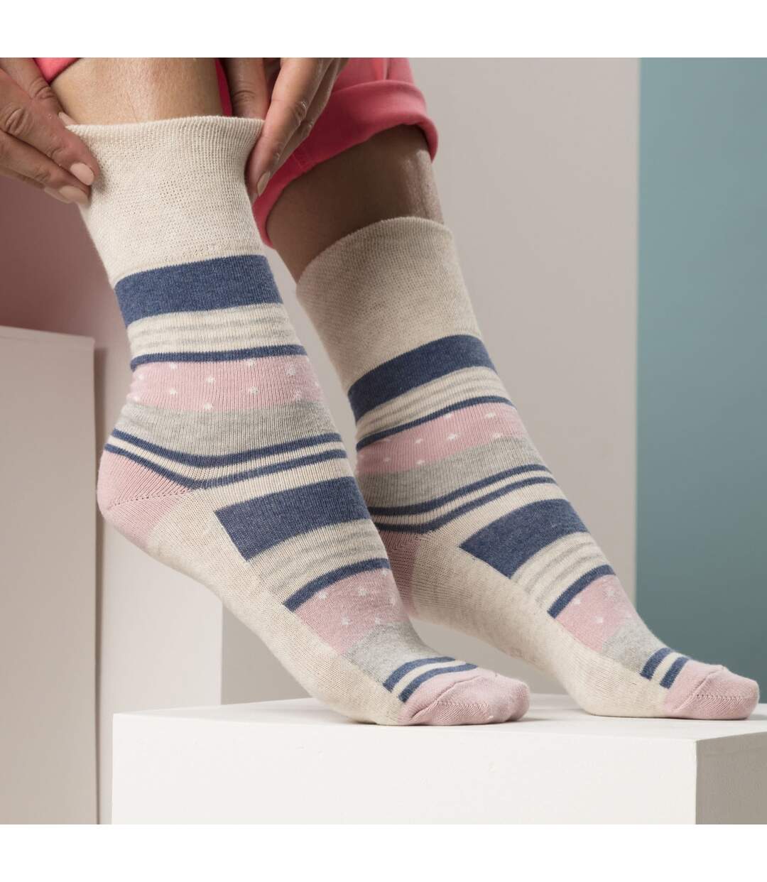 6 Paires Chaussettes Femme Coton sans Élastique-4