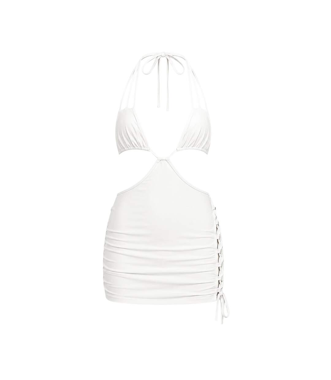 Womens/ladies Cut Out Slim Mini Dress White Honeyz-2