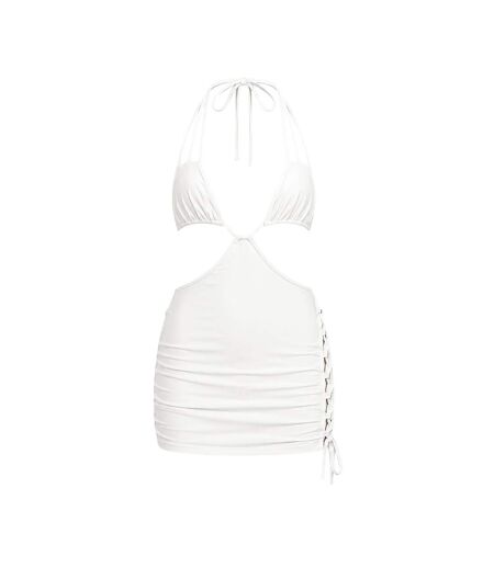 Womens/ladies Cut Out Slim Mini Dress White Honeyz