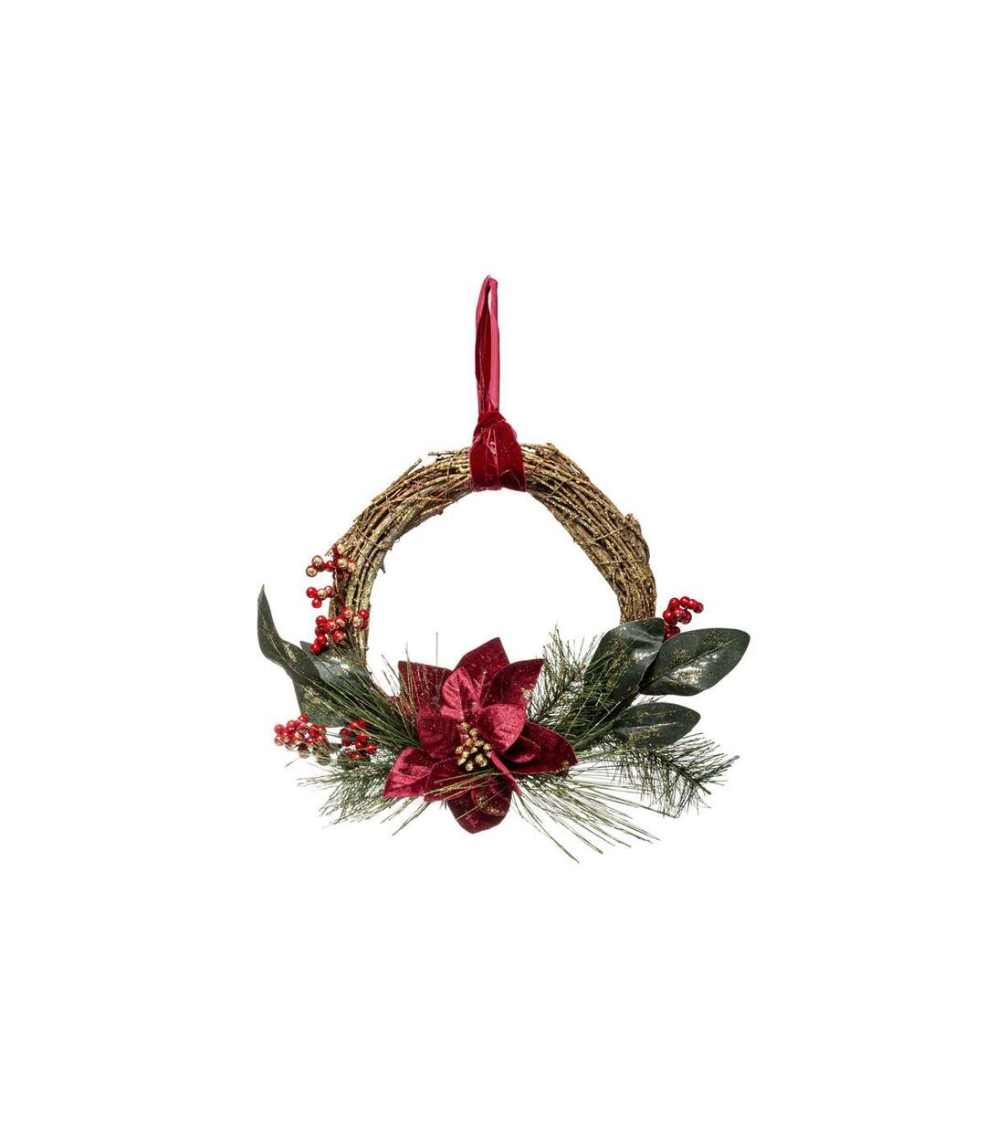 Couronne de Noël Poinsettia Soir 38cm Naturel-1