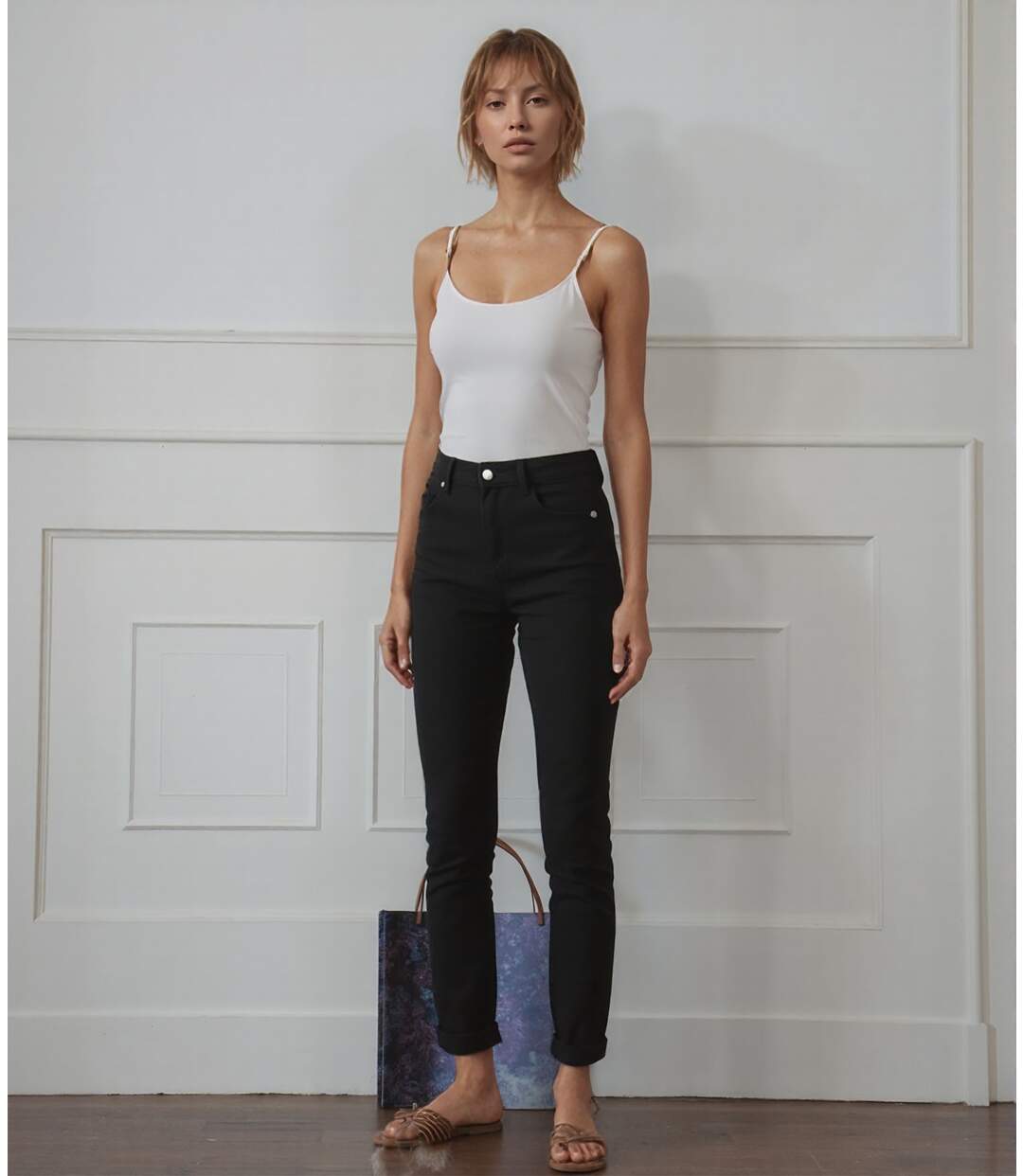 jeans mom fit noir femme en grande taille - Taille haute - Coupe confort et élégance-4