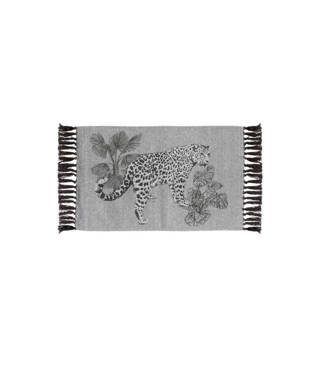 Tapis Imprimé à Franges Cocoleo 50x80cm Gris-1
