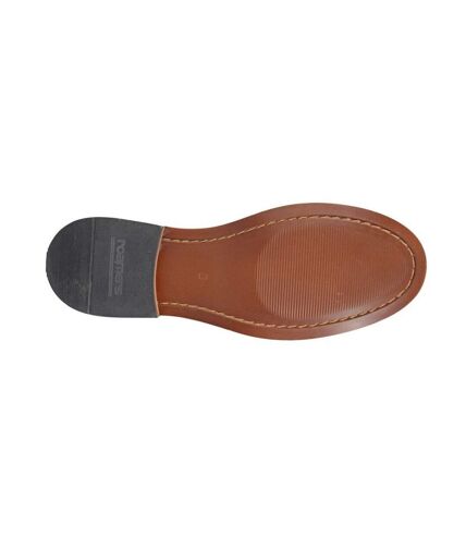 Roamers Mens Leather Hi Shine Saddle Loafers (Black) - UTDF2365