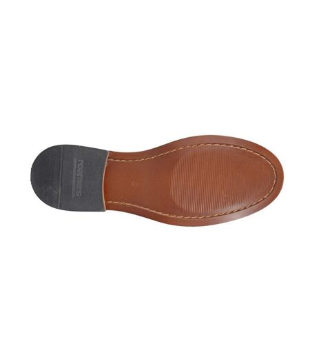 Roamers Mens Leather Hi Shine Saddle Loafers (Black) - UTDF2365