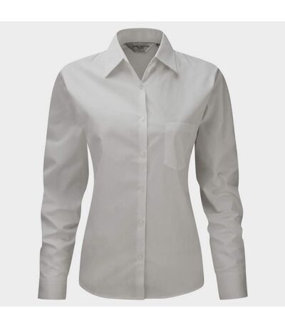 Jerzees Ladies/Womens Long Sleeve Pure Cotton Work Shirt (White)