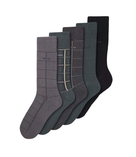 Pack Of 5  Mens Crew Socks  Green Boss