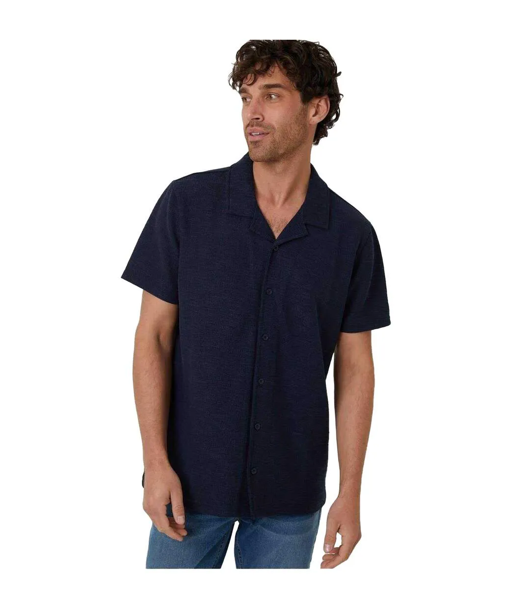 Chemise Manches Courtes Antti Homme Bleu Marine Threadbare-2