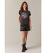 T-shirt manches courtes femme avec motif crâne et fleurs WONDERSKULL-3